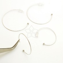 EA360-볼앤드 오픈후프이어링 얇은 와이어링 귀걸이(실리콘클러치포함) 백금도금/사이즈선택(1조)