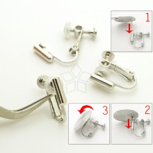 EA334-침귀걸이를 귀찌로변환가능 안뚫은귀용 귀찌이어링(실리콘쿠션) 수직형/백금도금(1조)