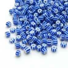 [단종]CB15-줄무늬 시드비즈 못난이 4mm 스트라이프 캔디비즈 화이트&amp;블루(10g)